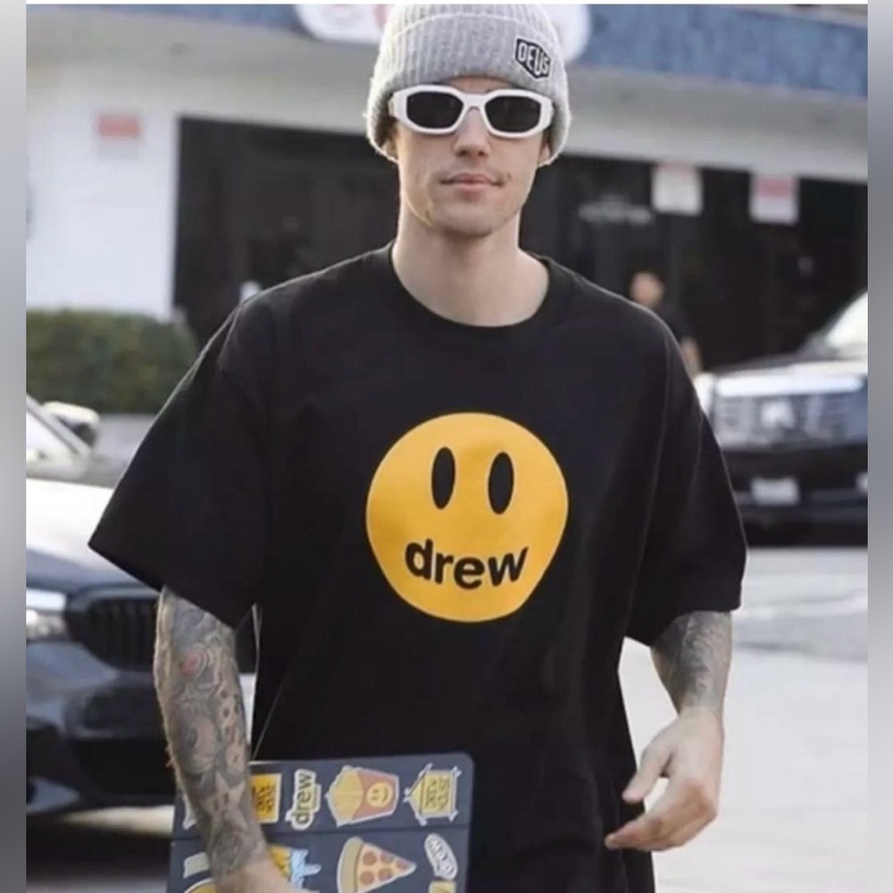 Drew House Black Mascot T-Shirt, Size Medium
